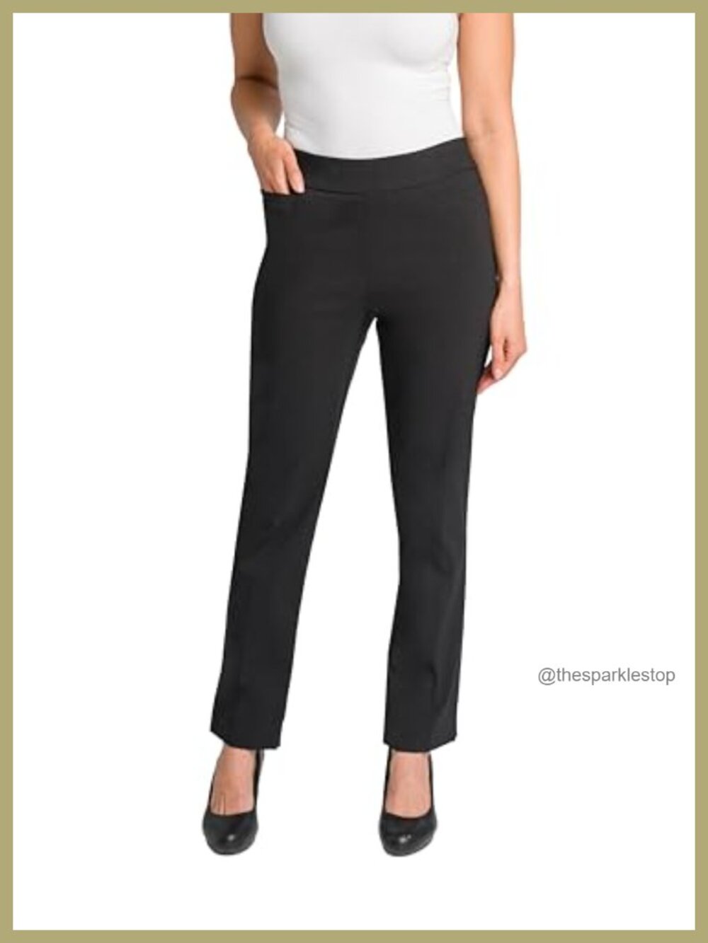 Pull On Straight Leg Stretch Dress Pants 4 Pockets Office Work Slacks